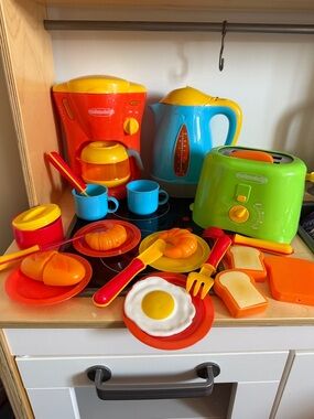 Kids Play Kitchen Set - Bright Multicolor Pretend Breakfast Toy